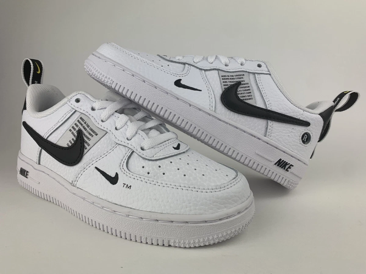 Nike Air Force 1 LV8 Utility GS White Black Kids Youth Shoes AV4272 100 Sz  1Y