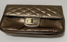Vintage Metallic Snake Pattern Quilted Purse Chain Strap Twist Lock - WORN STRAP