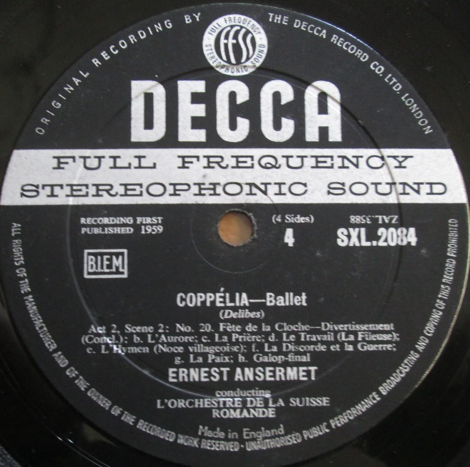 SXL 2084-5 ED1 Delibes Coppelia Ballet Ansermet 2LP Decca Box 1st WBG - Image 3 of 4