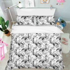3D Red-crowned Crane Floral Quilt Cover Set Duvet Cover Bedding Pillowcases