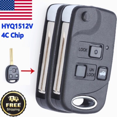 2 for Lexus ES300 GS300 IS300 1998-2005 Flip Modify Remote Key Fob HYQ1512V - 4C