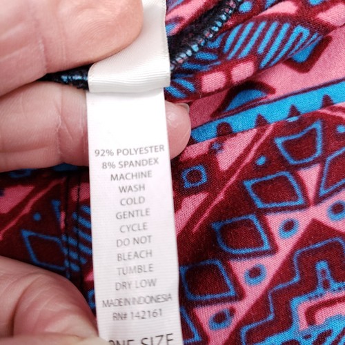 LuLaRoe Leggings Women One Size Pink Aztec Navajo Blue Geometric Stretch Boho - Picture 9 of 12