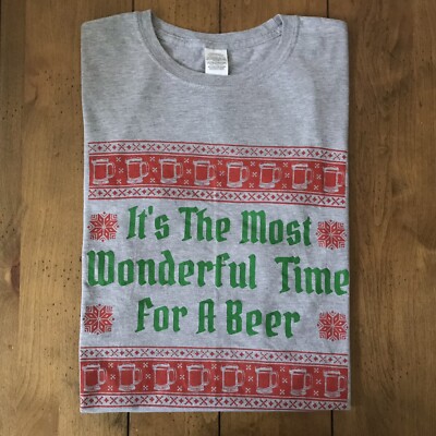 Christmas  Most Wonderful Time For A Beer  T-Shirt (Unisex Small)
