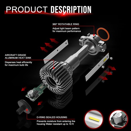 FOR 2007-2013 GMC SIERRA 1500 2500HD HEADLIGHT LAMP W/LED KIT SLIM STYLE CHROME - Picture 8 of 12