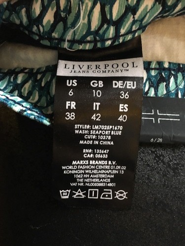 LIVERPOOL JEANS COMPANY jeans cropped multicolore donna 6/28 nuovi prezzo al pubblico $79 - Foto 6 di 9