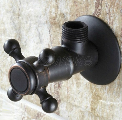1Pcs Black Oil Rubbed Brass Bathroom Faucet Angle Stop Valve 1/2" Male Zav002 - Picture 5 of 6
