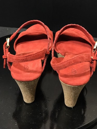 New UGG Australia Red Suede D Alessio Sandals Women's Wedges Size 11 M - Picture 6 of 8