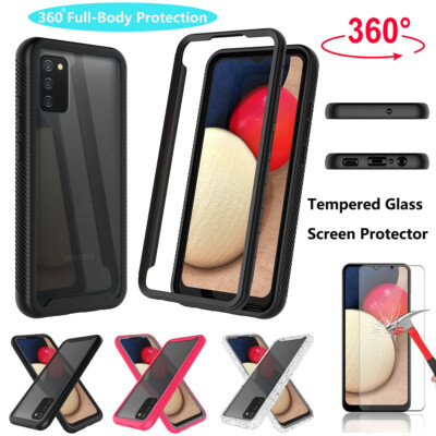 For Samsung Galaxy A72 A52 A42 A12 A02S Case Clear Phone Cover +Screen  Protector