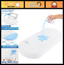 Breathable Waterproof Baby Bassinet Mattress, Soft Gel Memory Foam, Oval 30"x15