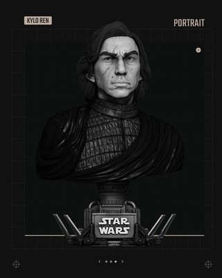 Rekylo Ren Portrait Star Wars Motto 3D Figur / Büste / Skulptur von sw3d