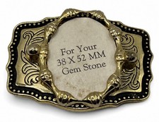 Unused Gold Tone Gemstone Belt Buckle Blank 38x52mm Cabochon Made USA