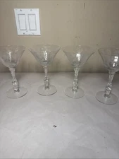 Set of (4) Cambridge Rose Point Crystal Champagne/Tall Sherbet Glasses 6 1/2”