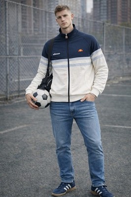 ウェア Y2K ITALY vintage Cesena NAGATOMO 5 mass Ellesse Mens Rimini Zip Up Track Top Vintage Casual Tracksuit