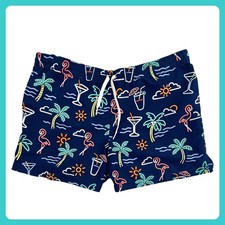 Chubbies Swim Trunks Men XL Navy 4" Neon Flamingo Palm Tree Retro Mesh Lined USA