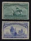 CKStamps: US Stamps Collection Scott#232 233 3c 4c Columbian Mint LH OG