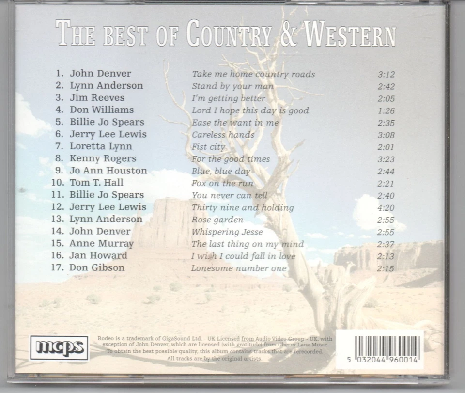 CD  The best of Country & Western - Original Artists,  in gutem Zustand - Bild 2 von 2