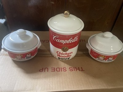 vintage ceramic Campbell's Soup storage canister and bowl sets -1998 / New