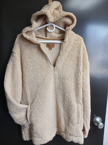 OFF WHITE Koolaburra UGG Felpa con Cappuccio Donna Grande Sherpa Pullover Crema