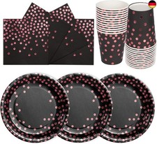 Party Geschirr 72 Stück Schwarz Rose Gold Kinder Geburtstag Mädchen Party D