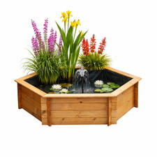 Raised Hexagon Garden Solar Pond Set with Solar Powered Water Pump Fountain