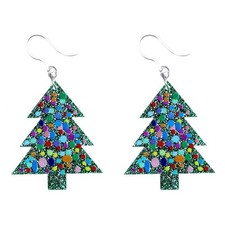 Christmas Tree Earrings Acrylic Holiday Drop Dangle Colorful Ornaments