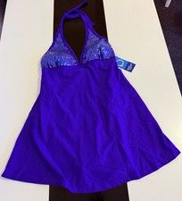 Ladies Swimsuit 14 Sequin Halter Neck BNWT Beach Pool Purple