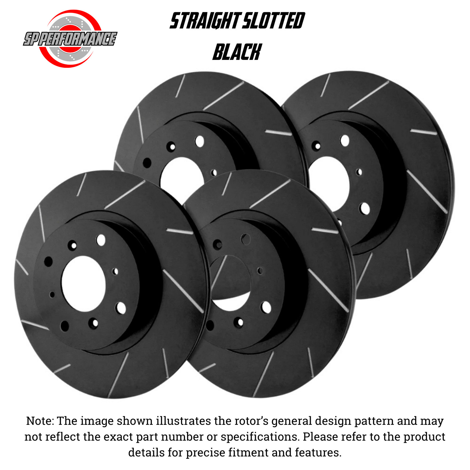 SP Performance KT-FRR-T-B-003145 Straight Slotted Black Rotors 97-05 Acura NSX