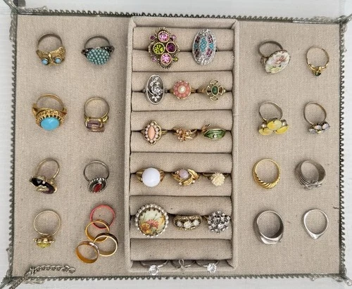 Vintage Lot Costume Jewelry Rings Avon Coventry Emmons W Germany 10k Gold Silver