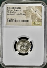 Silver Ancient Greek Parthian Kingdom 38AD-46AD NGC Graded Drachm Vardanes I