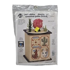 Southwest Counted Cross Stitch Kit Decorative Succulent Planter Needle Magic Inc