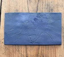 Blue Ceramic Mama And Baby Horse Art Tile/ Tr...
