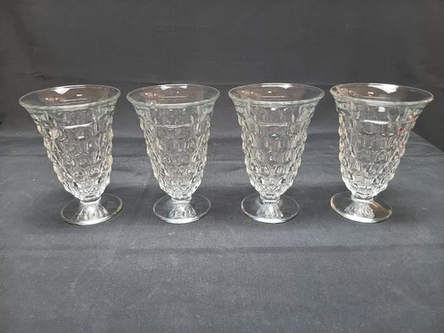 Set Of 4 Fostoria American Clear Glass Cubist Sundae Cups
