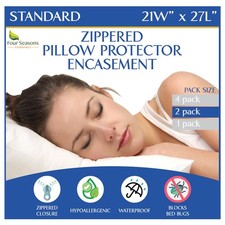 Standard Pillow Protectors Set of 2 Zippered Waterproof Pillow Covers