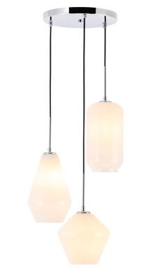 Elegant Lighting LD2269 Gene 3 Light 17''W Multi Light Pendant - Chrome