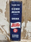 VINTAGE PEPSI-COLA SIGN OLD METAL SODA BEVERAGE DRINK FOOD TIN DOOR PALM PUSH