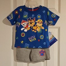 nickelodeon Paw Patrol Kids 12 Months 2pc Blue T-Shirt and Gray Shorts Set New