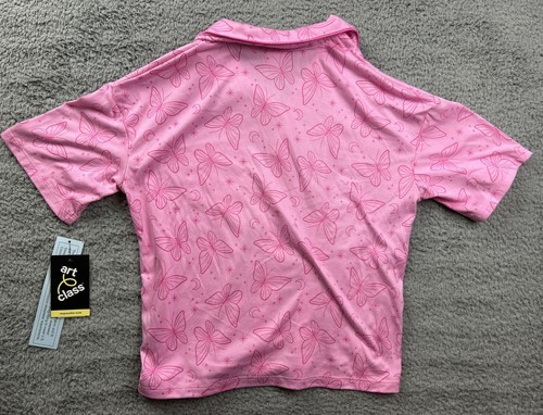 Art Class Girl's Size XL (14) Short Sleeve Button up Pajama Set Pink Butterflies - Picture 4 of 8