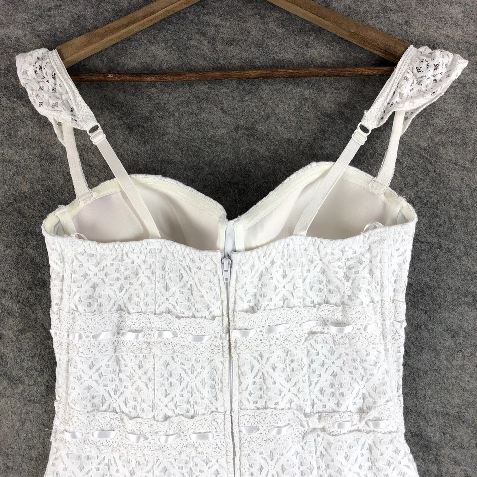 Vestido Bustier Guess Blanco Encaje Mini Cóctel Fiesta Talla 6 Foto 4 de 4