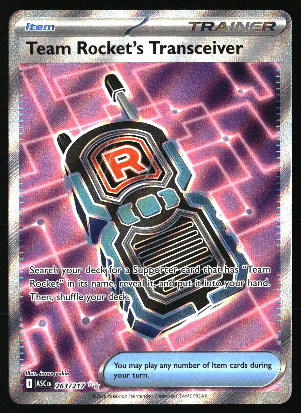 TEAM ROCKET'S TRANSCEIVER 263/217 ULTRA RARE ASCENDED HEROES POKEMON HOLO NM/M