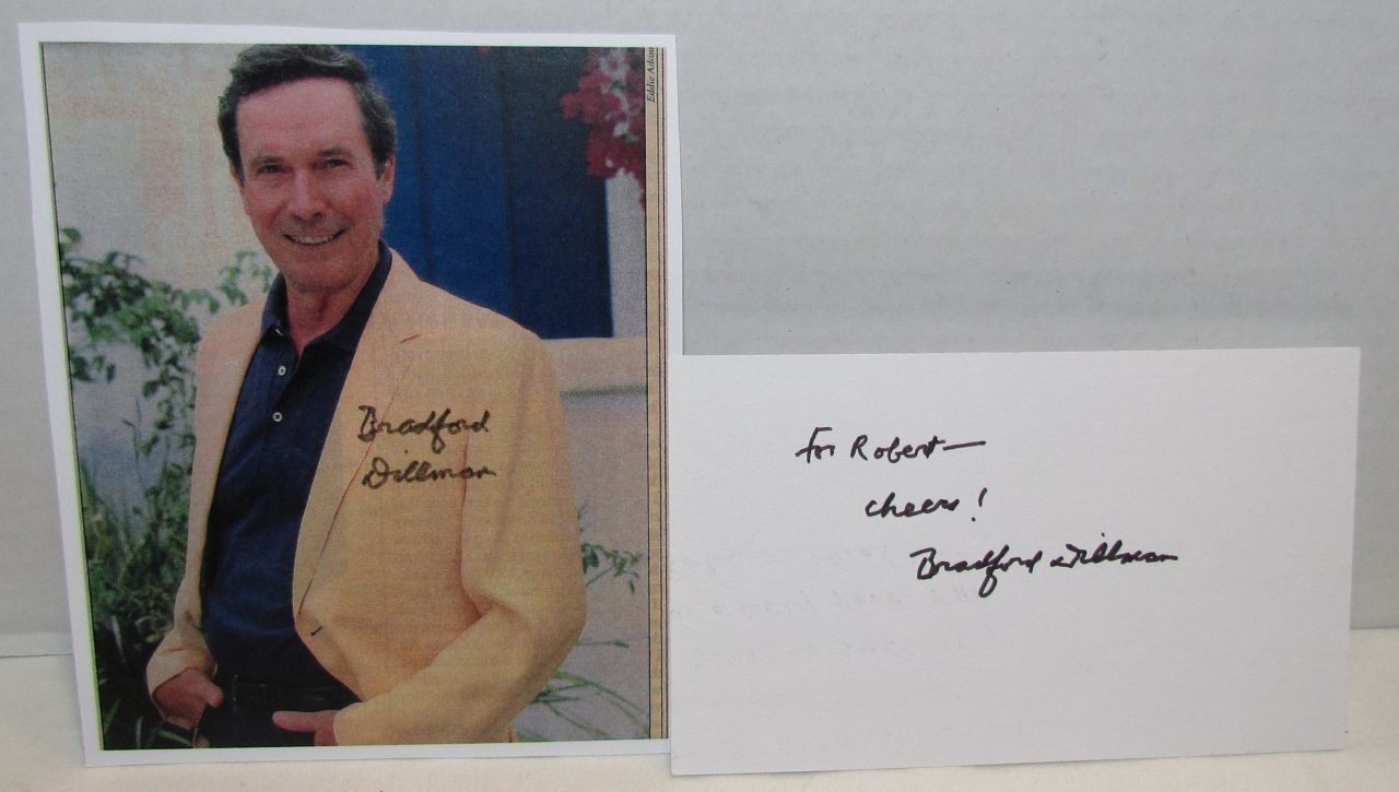 Bradford Dillman Signed Photo & Index Card, Movie & TV Actor