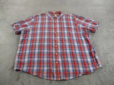 Scandia Woods Shirt Mens 3XL Red Blue Plaid Short Sleeve Button Up Cotton Pocket