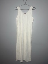 Vintage Victoria  s Secret Gold Label Long Ivory Crinkle Slip Dress Size M