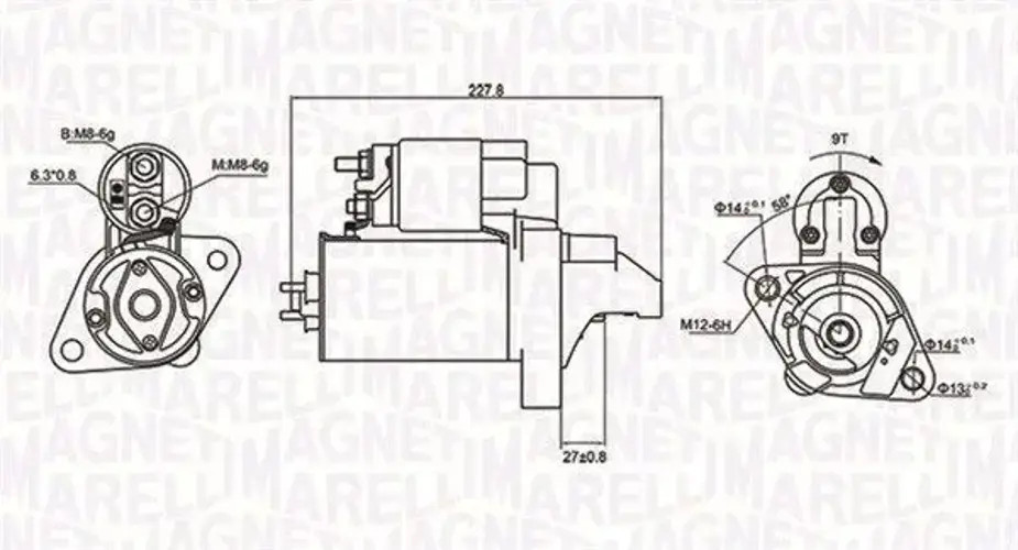 Starter motor Clockwise rotation 063721074010 MAGNETI MARELLI for AUDI SKODA