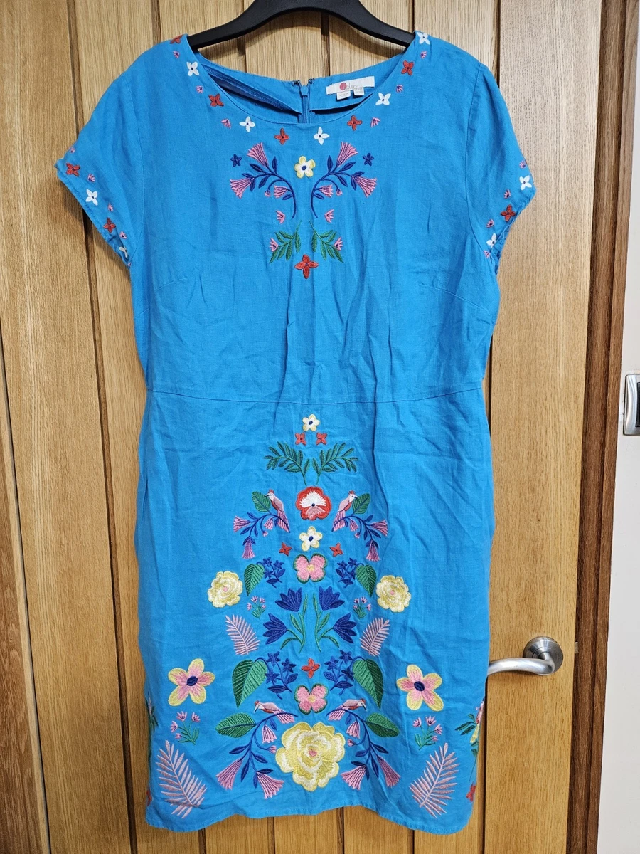 green emerald velvet dress Embroidered Jersey Short Dress-Bright Blue