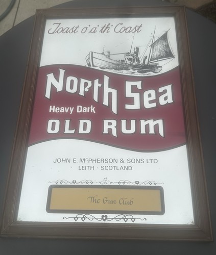 EARLY NORTH SEA OLD DARK RUM LEITH SCOTLAND  REVERSE ON GLASS PUB MIRROR