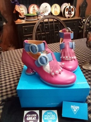 NIB John Fluevog Individualist Kilted purple & blue mini heels shoes 7 1/2  $319
