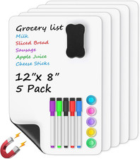 5 Pack Magnetic Whiteboard Sheets for Fridge, 12"X 8" Small Refrigerator Dry Era
