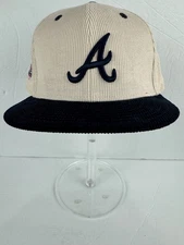 New Era Cream/Navy Atlanta Braves Two-Tone Corduroy 59FIFTY Fitted Hat/Cap- NWT
