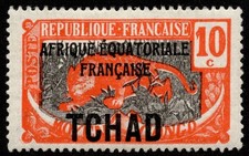 Chad, French Equatorial Africa 1925 SG25 10c reddish orange & grey LH Mint
