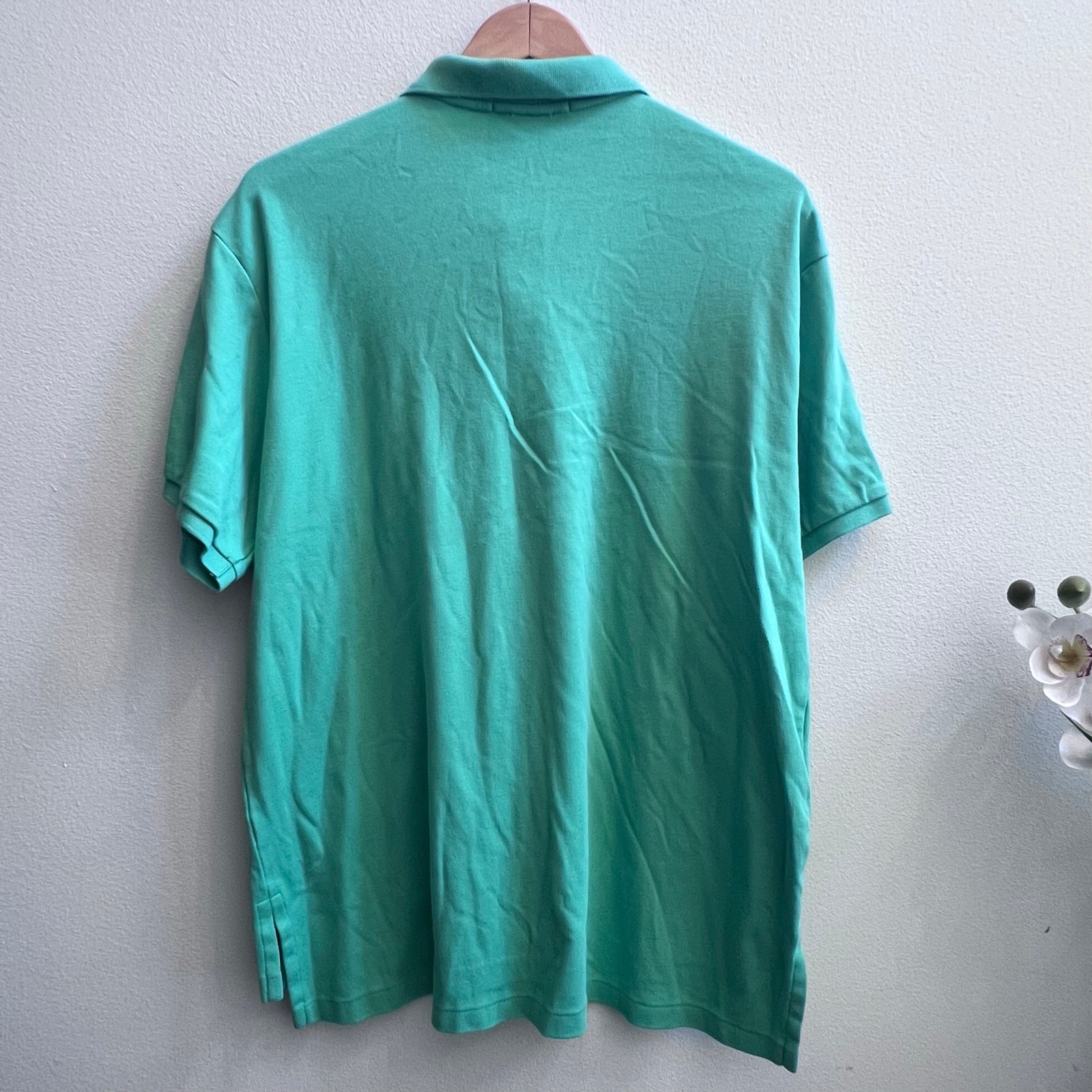 Polo Ralph Lauren uomo camicia casual verde vestibilità personalizzata arancione pony manica corta XL